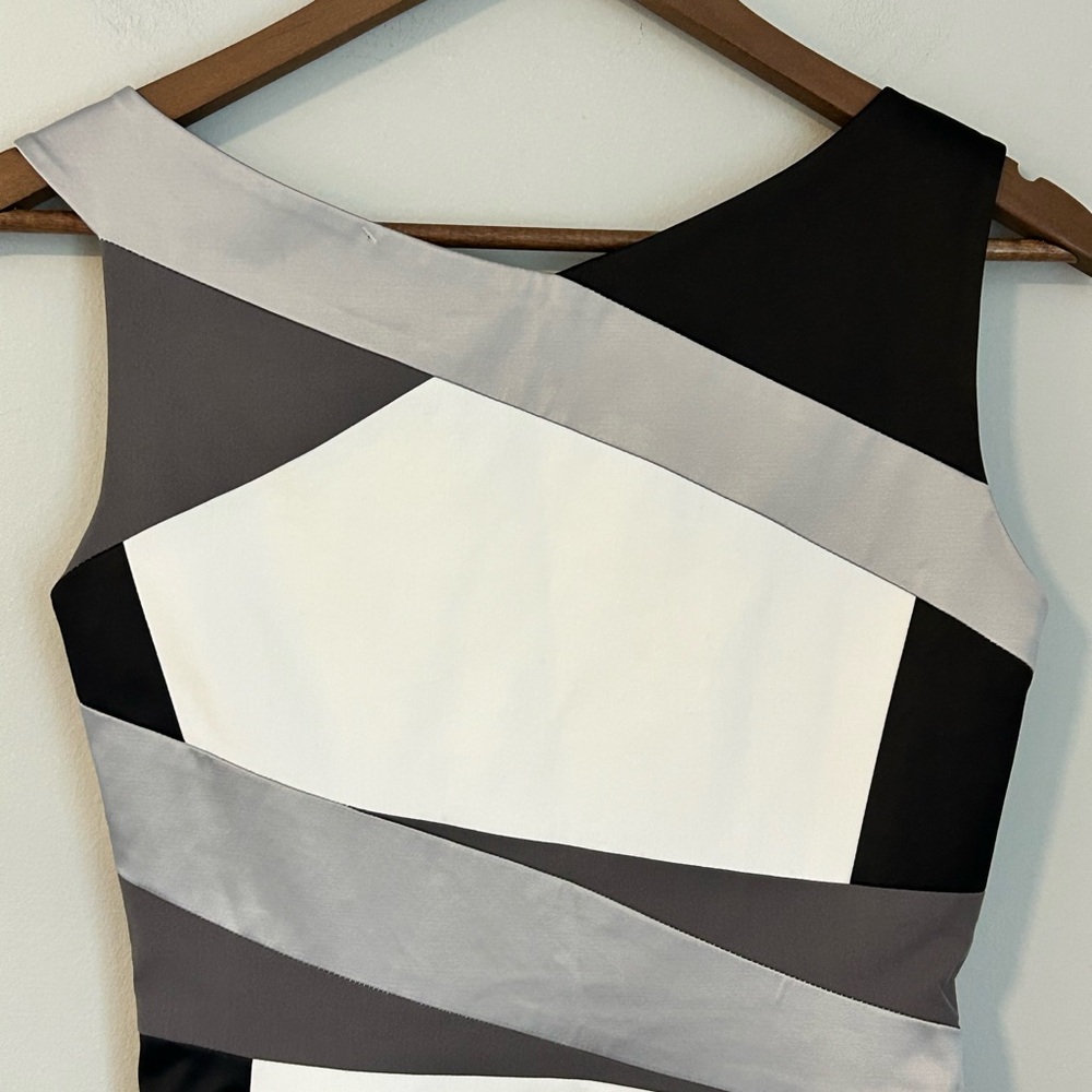 Karen Millen One-Shoulder Colorblock Bandage Cocktail Dress – Size 4 - Picture 7 of 8